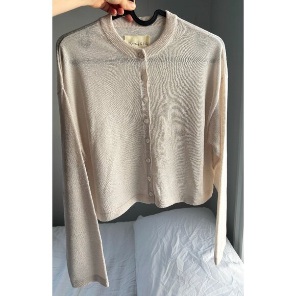 CORDERA Cream Viscose Shimmery Cardigan Sweater NWOT One Size - Picture 1 of 4